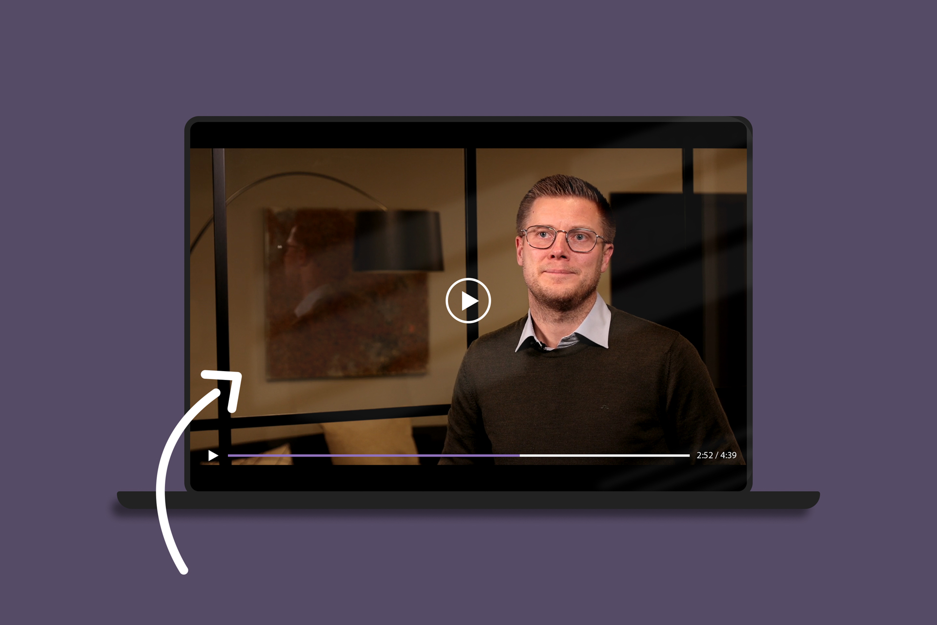 Laptop som visar filmen med Anders Gustavsson